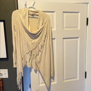 Lovestitch Cream Fringe Drape Top